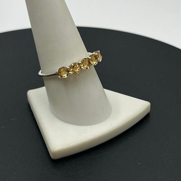 Chuck Clemency STS 925 Signed Citrine Five Stone Sterling Silver Ring Size 9.5 - Picture 1 of 9
